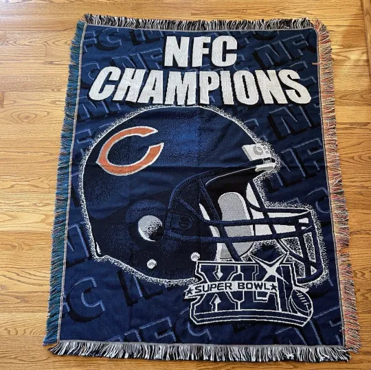 Chicago Bears Vintage Tapestry Woven Throw Blanket The Northwest football Rare 2007