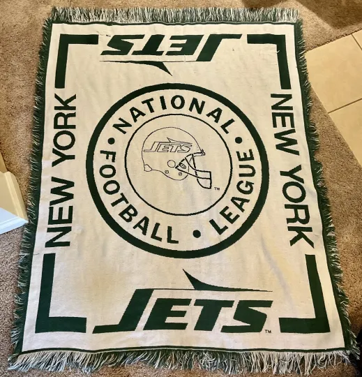 Discover New York Jets 1980’s Vintage 54” X 42” Woven Throw Blanket