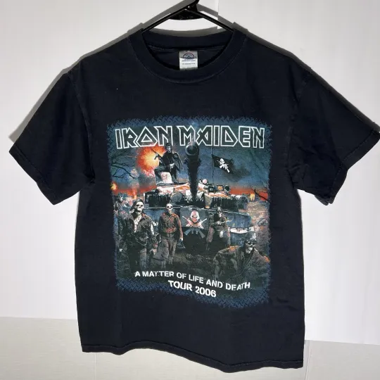 Discover Iron Maiden Vintage T-Shirt a Matter of Life and Death, Size M