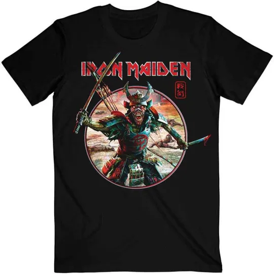 Discover Iron Maiden Senjutsu Eddie Warrior Circle T-Shirt Black New
