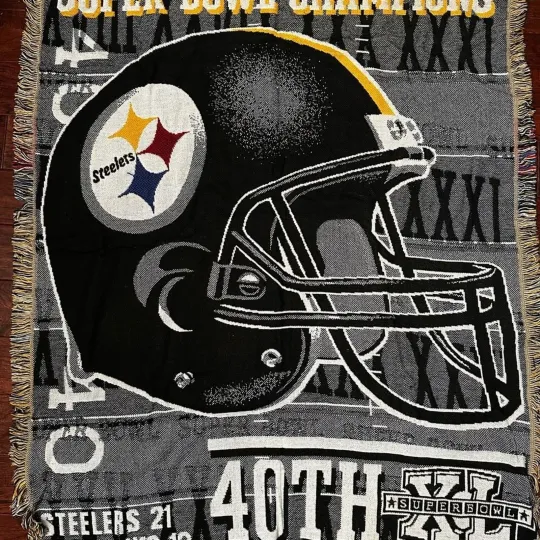 Pittsburgh Steeler Super Bowl Champions Triple Woven Tapestry Throw/Blanket