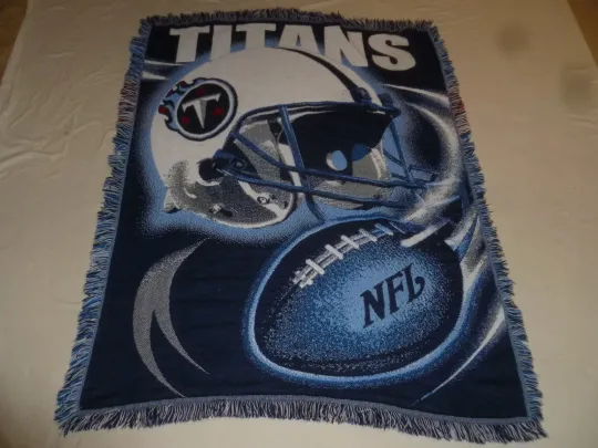 Discover TENNESSEE TITAN football AFGHAN BLANKET THROW 56 X 43 FOOTBALL TAPESTRY BLUE THEMED