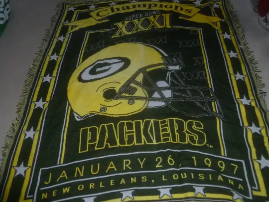 GREEN BAY PACKERS SUPER BOWL XXXI CHAMPIONS football BLANKET THROW 1997 TAPESTRY