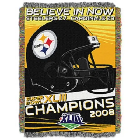 Pittsburgh Steeler Super Bowl Champions Triple Woven Tapestry Throw/Blanket