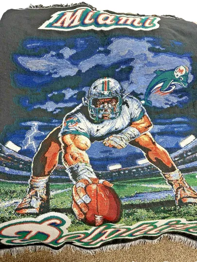 The Northwest Company football Miami Dolphins Woven Jacquard Throw Blanket