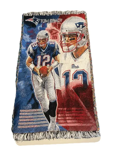 New England Patriots Tom Brady Woven Throw Blanket 32x55