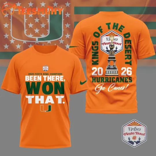 Miami Hurricane 2026 NCAA Fiesta Bowl Champion 3D T-Shirt