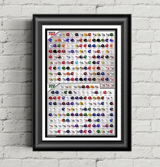 College Football Wall Art Premium Matte Vertical Poster D1, FBS & FCS