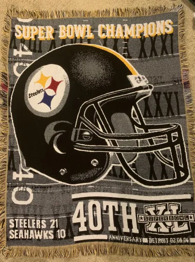 Pittsburgh Steeler Super Bowl Champions Triple Woven Tapestry Throw/Blanket