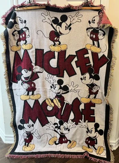 Discover Disney Mickey & Co. Mickey Mouse Tapestry Throw Fringed Woven Blanket 60X40 in