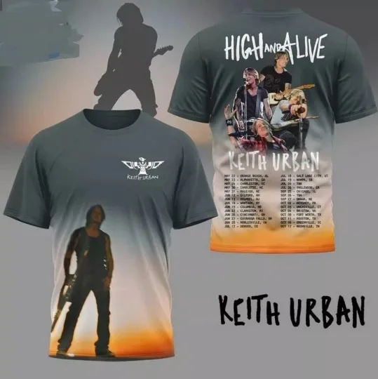 Discover Keith Urban High And Alive Tour 2025 3D T-Shirt Full Size