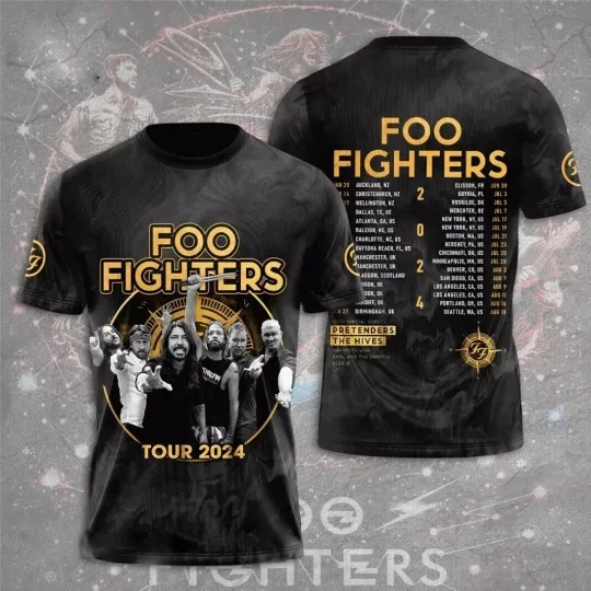Discover FF Band Fighters Band Tour US 2024 Shirts, Rock Band 3D T-Shirt