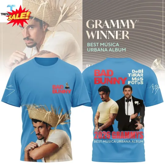Discover Bad Buny 2026 Gramy Winner Best Musica Urbana Album 3D Shirt