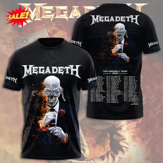 Discover Megadeth 2026 World Tour 3D T Shirt CM10006