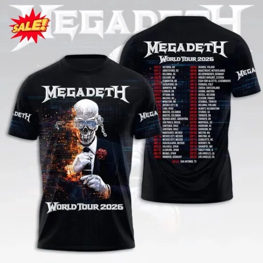Discover Megadeth 2026 World Tour 3D T Shirt CM10007