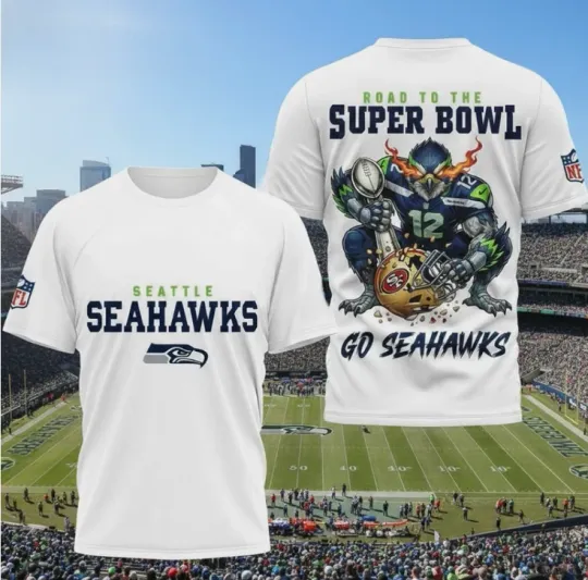 Discover HOT NEW ITEM! Seattle 2026 Road To Bowl TShirt 3D All Over Printed