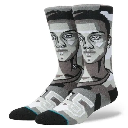Discover Stance Adult Grey Crew Nylon NBA Basketball Mosaic Ben Simmons Socks Sz L 9-12