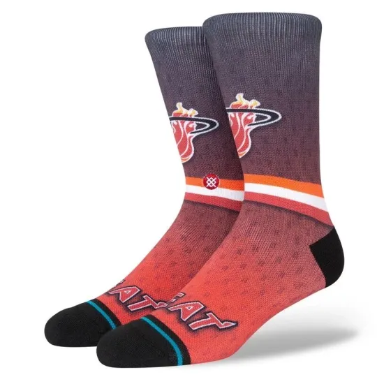 Discover Stance Adult Black Crew Polyester NBA Miami Heat Fader Casual Socks Sz L 9-13