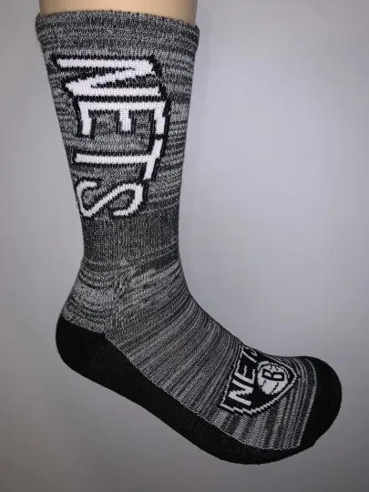 Discover BROOKLYN NETS NBA LOGO MENS MARBLE GREY CREW LENGTH SOCKS LARGE
