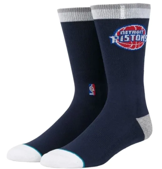 Discover Stance Adult Blue Crew Cotton NBA Detroit Pistons Arena Logo Casual Socks Sz M