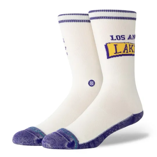 Discover Stance X NBA Los Angeles Lakers Crew Socks Ivory Purple Yellow Mens LARGE 6-14
