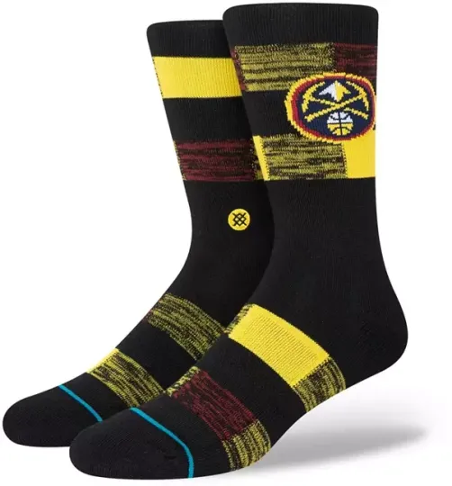 Stance Adult Black Crew Cotton NBA Basketball Denver Nuggets Cryptic Sock L 9-13