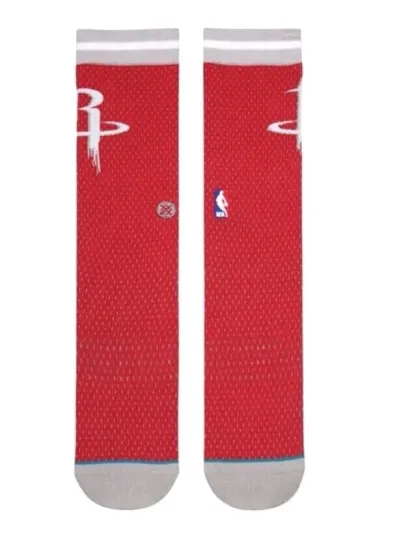 Stance Adult Red Crew Cotton NBA Basketball Houston Rockets Jersey Socks L 9-12