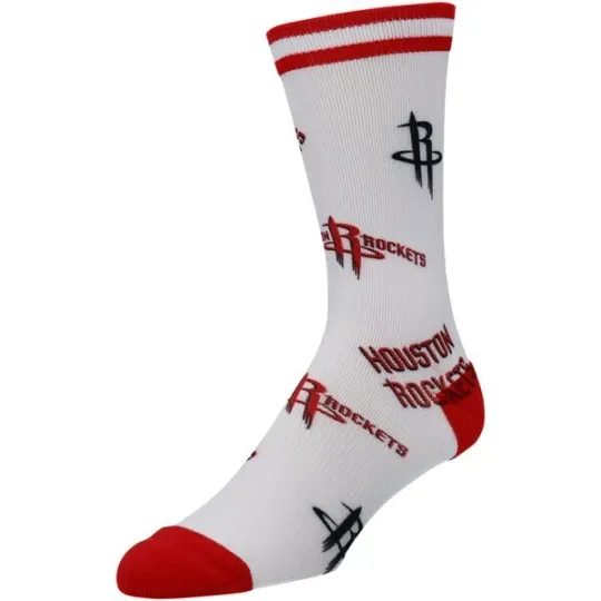 Houston Rockets NBA Large Mens Socks Fits 6-12 PKWY Panel Logo Crew