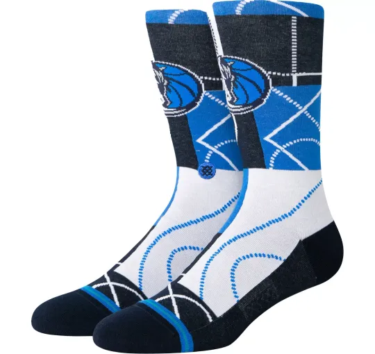 Stance Adult Blue Crew Cotton NBA Basketball Dallas Mavericks Zone Socks L 9-13