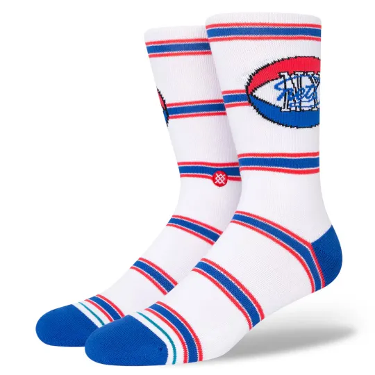 Discover Stance Adult White Crew NBA Basketball Classics Brooklyn Nets Socks Sz L 9-13