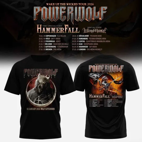 Discover Powerwolf Wake Up The Wicked Tour 2026 3D Shirt