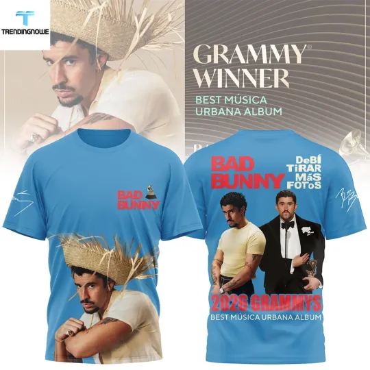 Discover Bad Buny 2026 Grammy Winner Best Musica Urbana Album 3D Shirt
