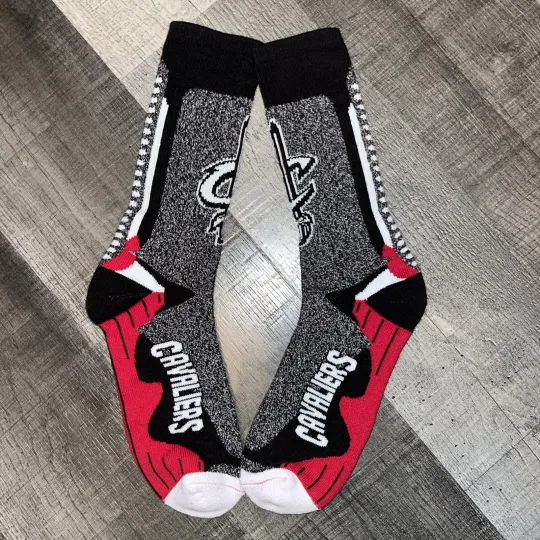 Discover CLEVELAND CAVALIERS NBA LOGO TEAM MARBLE VORTEX CREW LENGTH SOCKS LARGE