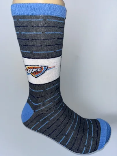OKLAHOMA CITY THUNDER NBA BASKETBALL TEAM LOGO LINES TROUSER DRESS SOCKS LARGE