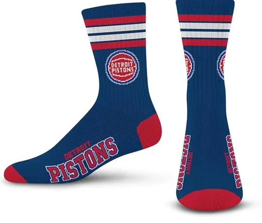 Discover Detroit Pistons NBA Mens Large Socks Blue Crew Royal Red Cade Ivey Duren Bad Boy