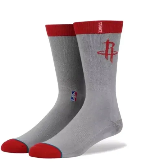 Stance Adult Grey Crew Cotton NBA Houston Rockets Arena Classic Socks Sz L