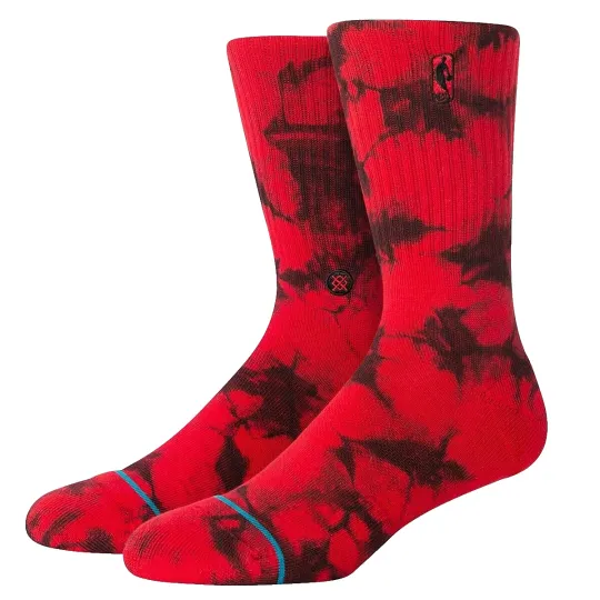 Discover Stance, Dye Red, NBA Logoman, Crew Height Socks
