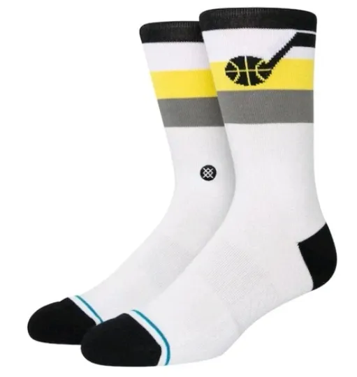 Discover Men's Utah Jazz Stance Stripe Crew NBA Socks Mid Cushion Sz.L 9-13 One Pair
