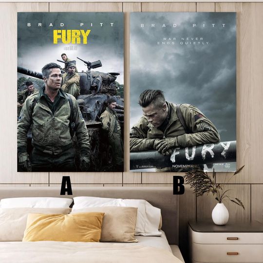 Discover Fury (2014) Movie Poster, Vertical Premium Matte, Vintage Style, Room Decor, Holiday Gift