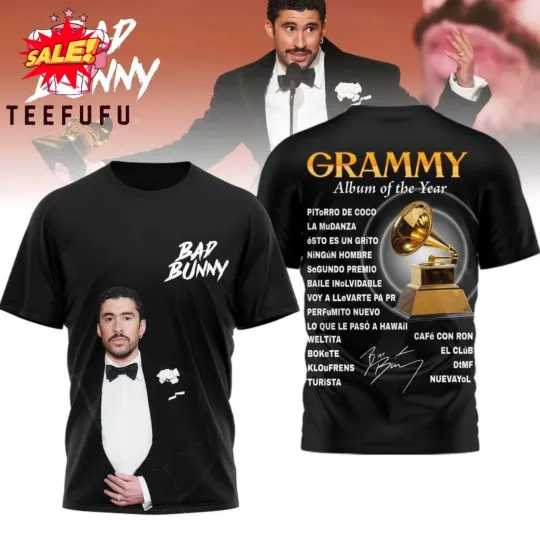 Discover Bad Buny Gramy Album of the Year 2026 3D Shirt