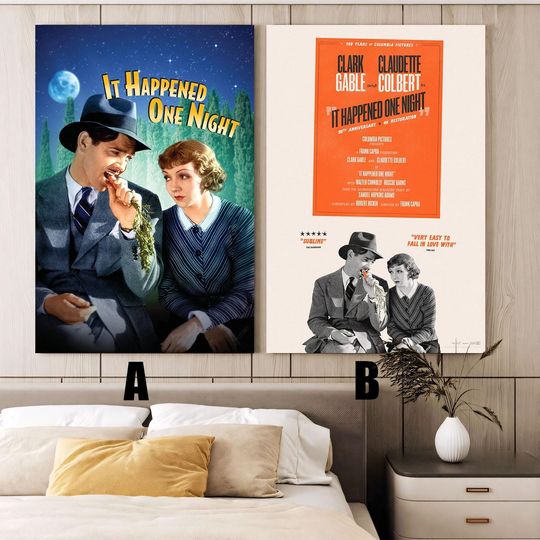 Discover It Happened One Night (1934) Movie poster,Frameless canvas posters,Vintage posters,Holiday gift,Room decorations,Christmas gifts