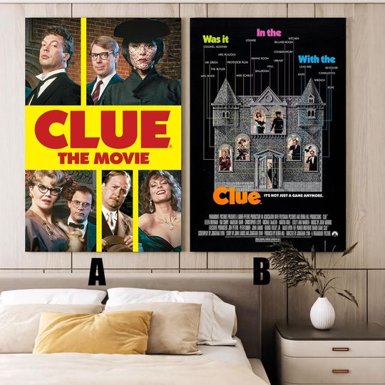 Discover Clue (1985) Movie poster,Frameless canvas posters,Vintage posters,Holiday gift,Room decorations,Christmas gifts