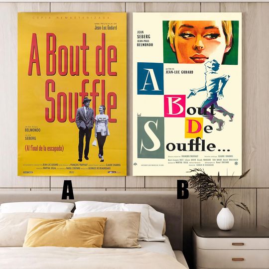 Discover Breathless (1960) Movie poster,Frameless canvas posters,Vintage posters,Custom posters,Room decorations,Christmas gifts