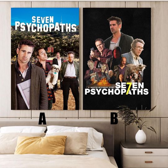 Discover Seven Psychopaths (2012) Movie poster,Frameless canvas posters,Vintage posters,Holiday gift,Room decorations,Christmas gifts