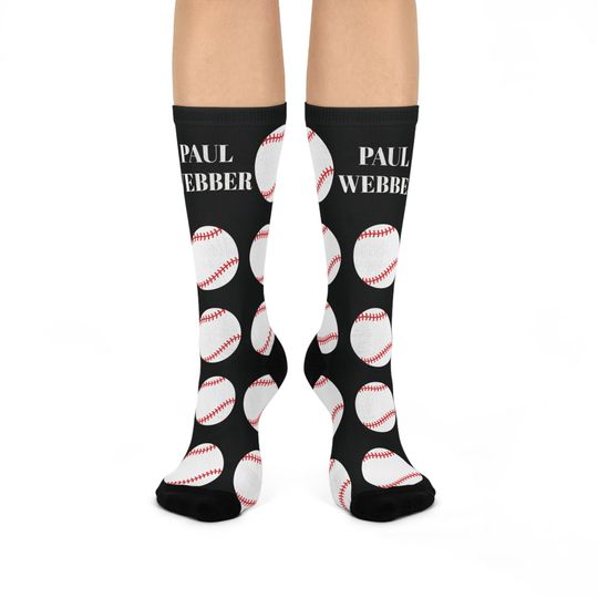 PAUL WEBBER Playful Baseball Crew Socks for Sporty Comfort, Athletic Gift, Team Spirit Socks, Casual Wear, Father's Day Gift