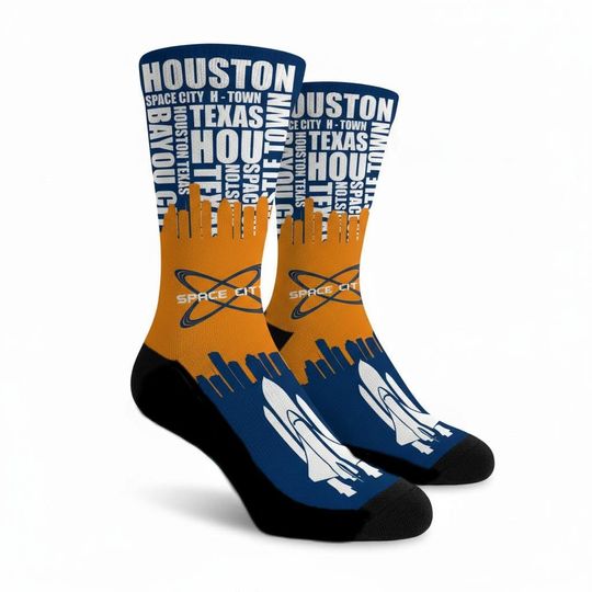 Discover Houston Socks Pro Baseball Team Socks Texas Socks Houston Skyline Socks