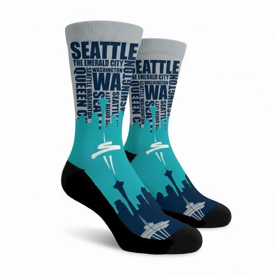 Discover Seattle Socks Skyline Socks Downtown Socks Pro Baseball Team Socks
