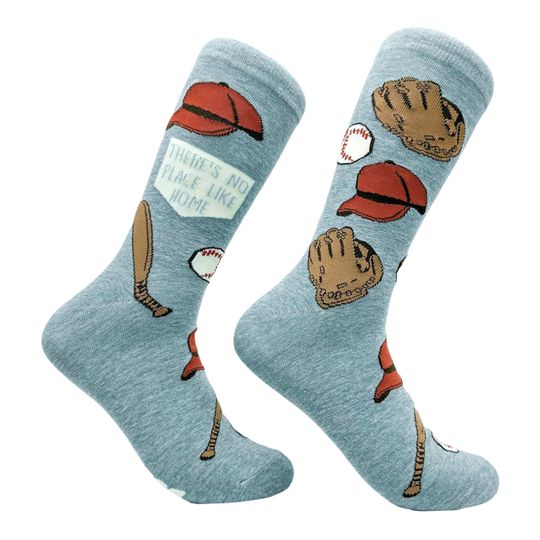 Discover Baseball Socks, Funny "There's No Place Like Home" Socks