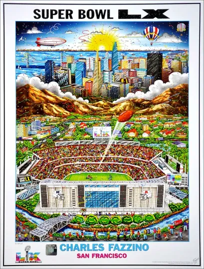 Discover Super Bowl LX San Francisco 2026 Football Fazzino Poster