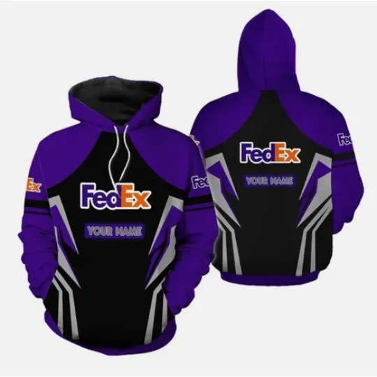 Discover Fedexx purple Hoodie 3d custom name Gift For Birthday All Over Printed